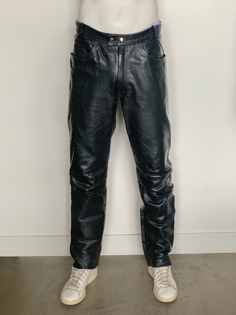 Vintage Leren Broek W36 Zware Kwaliteit rundleer Donkerbruin, Broek | leer, Heren, Ophalen of Verzenden, Onbekend/Vintage