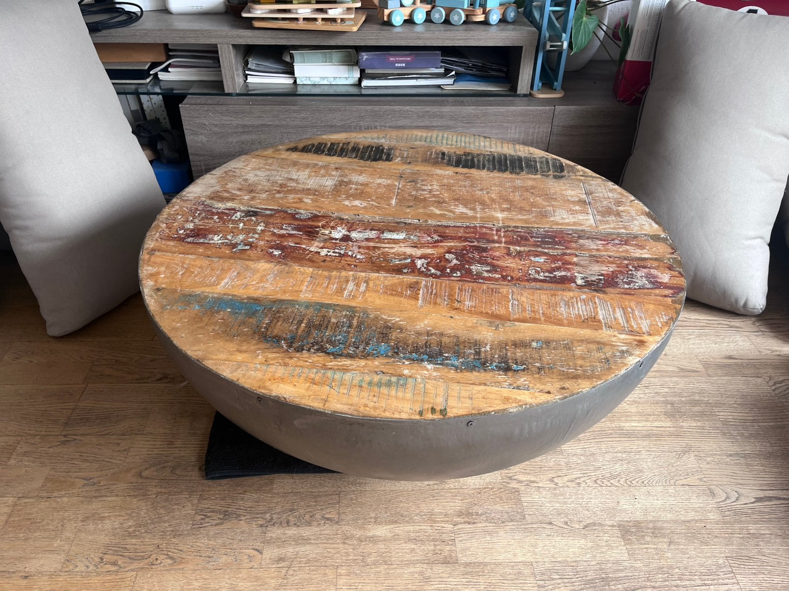 Ronde salintafel / coffee table, Ophalen, Zo goed als nieuw, Rond, 50 tot 100 cm