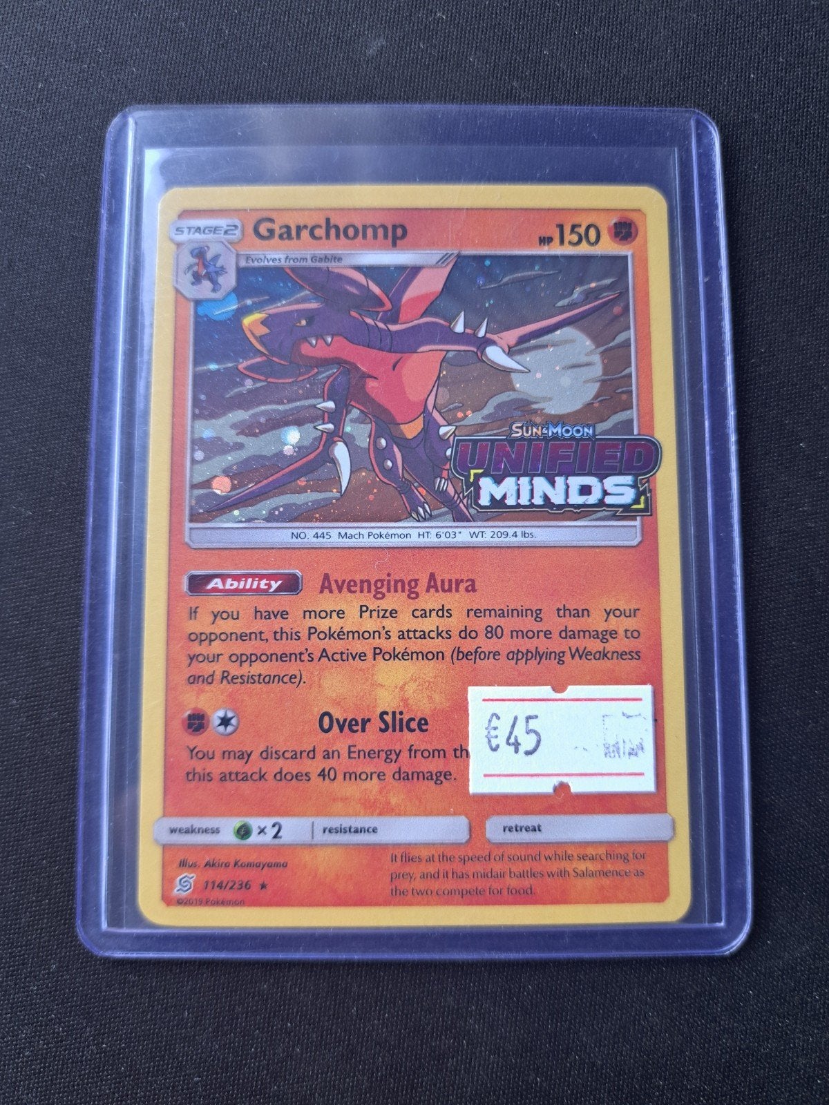 Pokemon Kaart Garchomp Sun & Moon Unified Minds 114/236, Ophalen of Verzenden, Zo goed als nieuw, Losse kaart