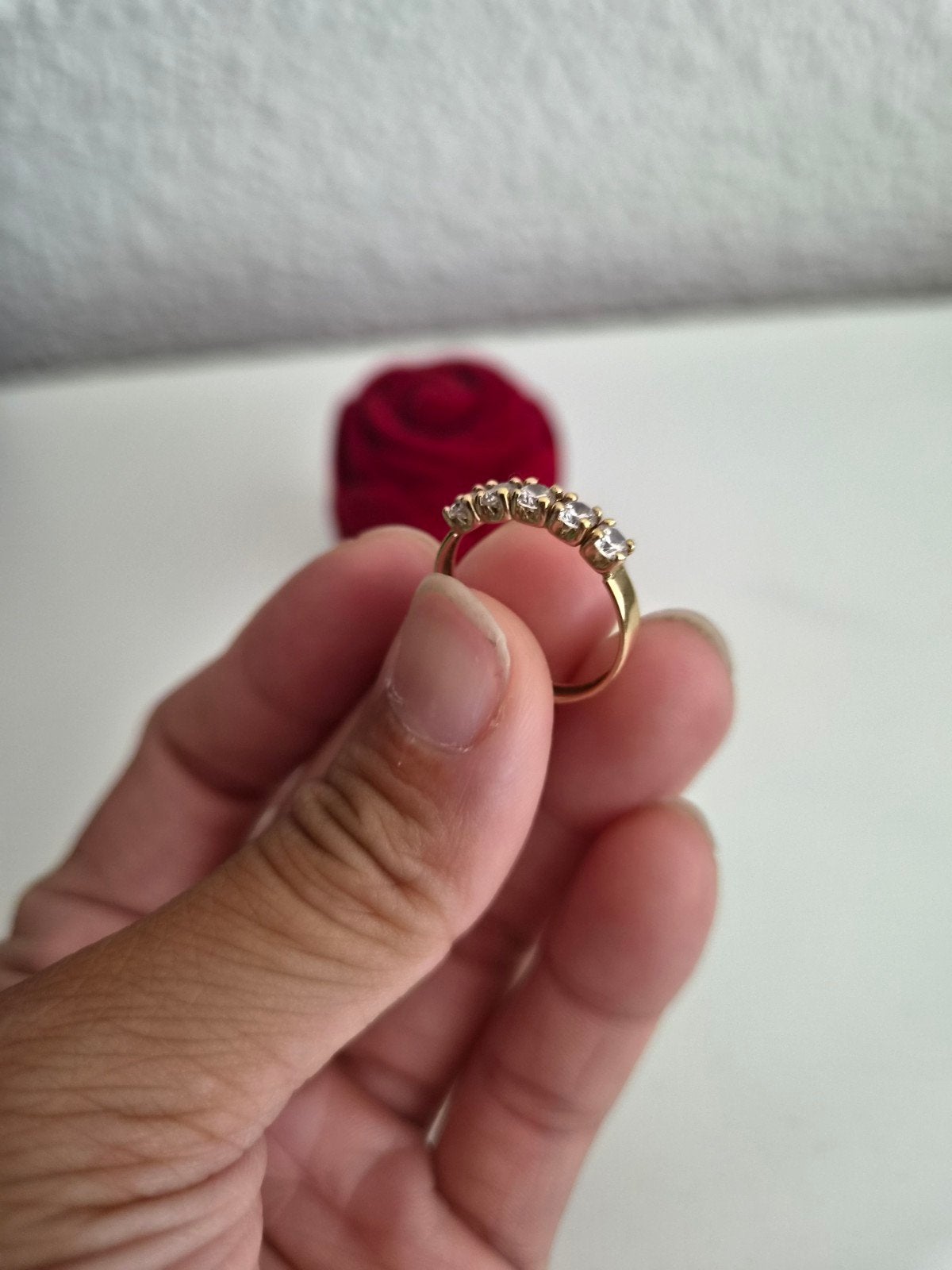 14 Karaat Geelgouden Ring met Zirkonia Stenen- Lucardi, Dame, Goud, Goud, Ophalen