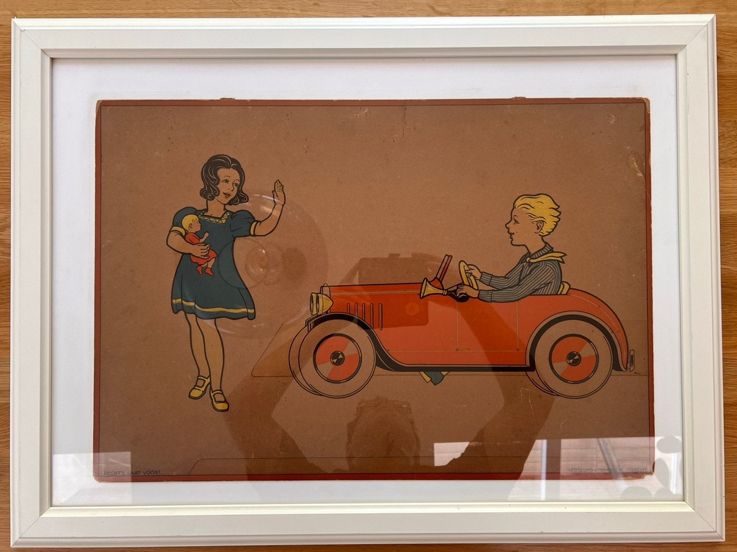 Zeldzame schoolplaten: Rechts gaat vóór!  en Pas op de autos, Antiek en Kunst, Antiek | Schoolplaten, Ophalen, Overige thema's