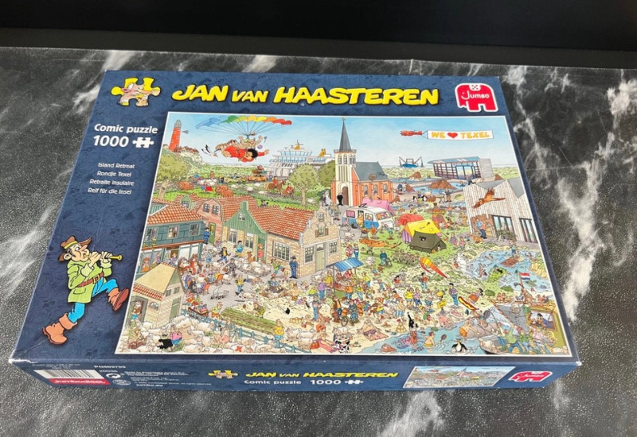 Jan van Haasteren puzzel 1000 stukjes Rondje Texel, Ophalen of Verzenden, 500 t/m 1500 stukjes, Zo goed als nieuw