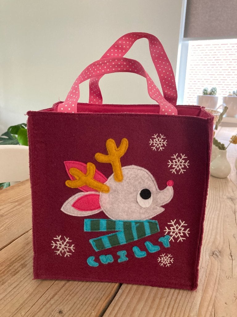 Leuk tasje voor kinderen, winter / kerst - roze hertje, Ophalen of Verzenden, Zo goed als nieuw, Overige typen, Roze