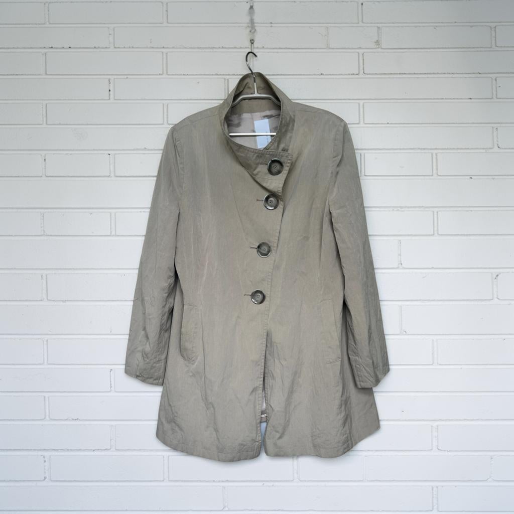Erich Fend Jas Maat 44 Khaki Beige Trenchcoat Jacket A-lijn, Beige, Maat 42/44 (L), Zo goed als nieuw, Ef