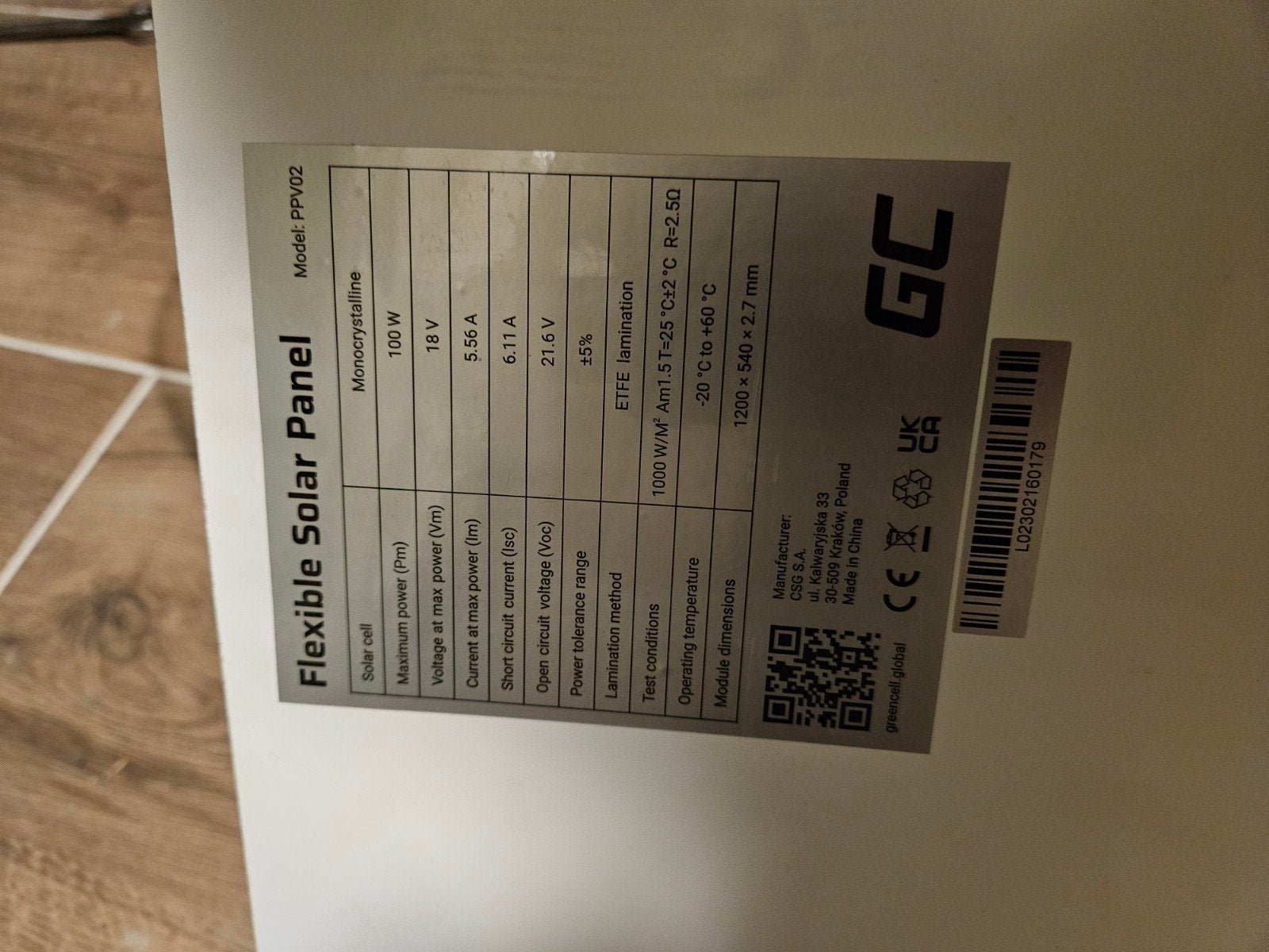 Flexibel Zonnepaneel 100W met MC4 Connectoren, Ophalen, Zo goed als nieuw