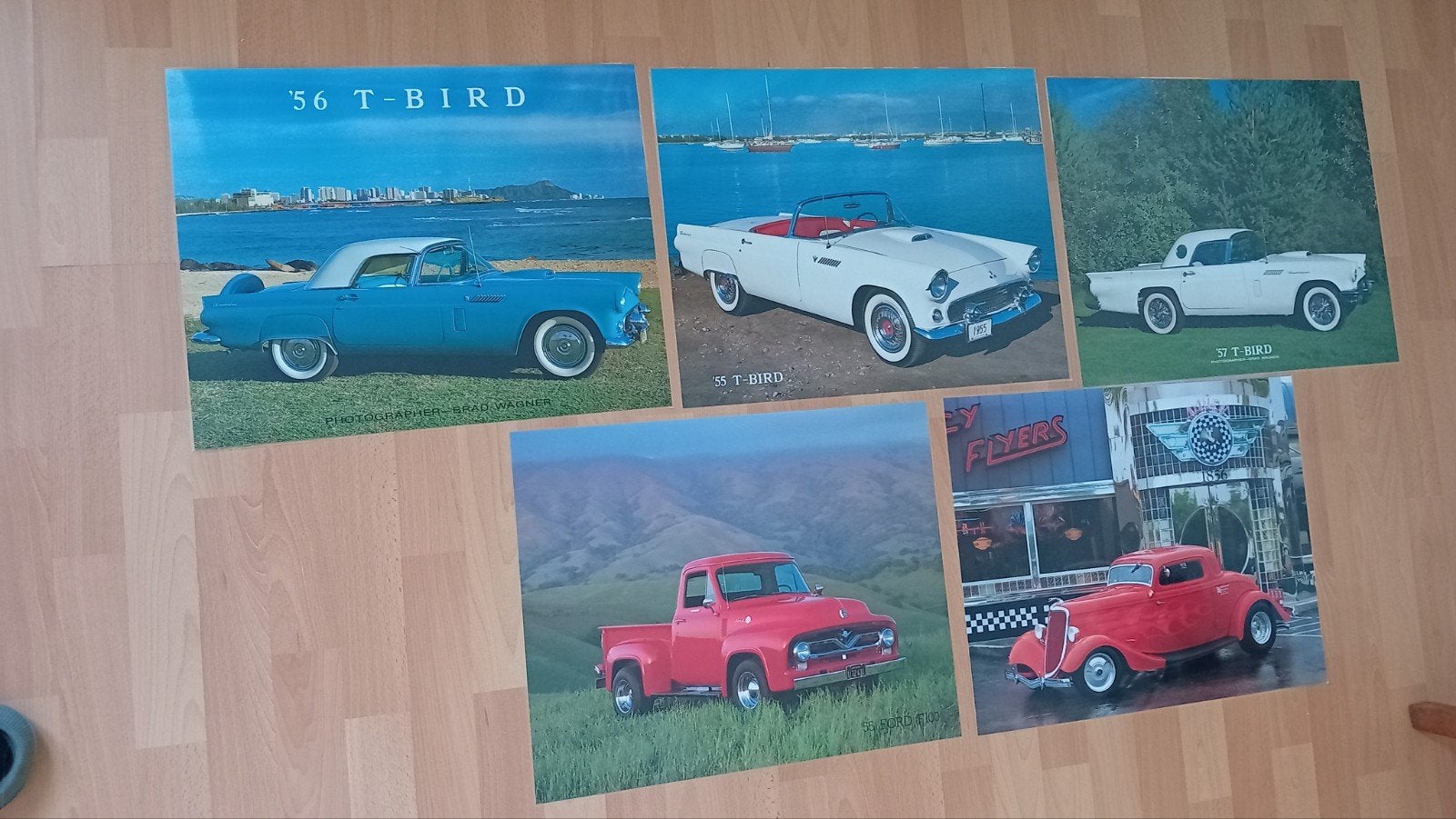5 posters oldtimers, Ophalen, Overige materialen, Overige technieken, Voertuigen