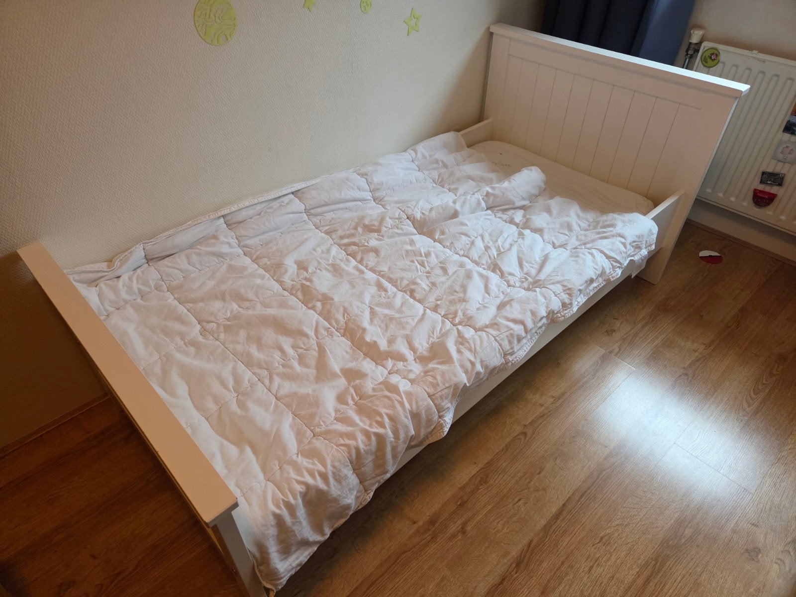 Wit peuterbed Coming Kids incl. matras en dekbed, Gebruikt, 70 tot 85 cm, 140 tot 160 cm, Ophalen