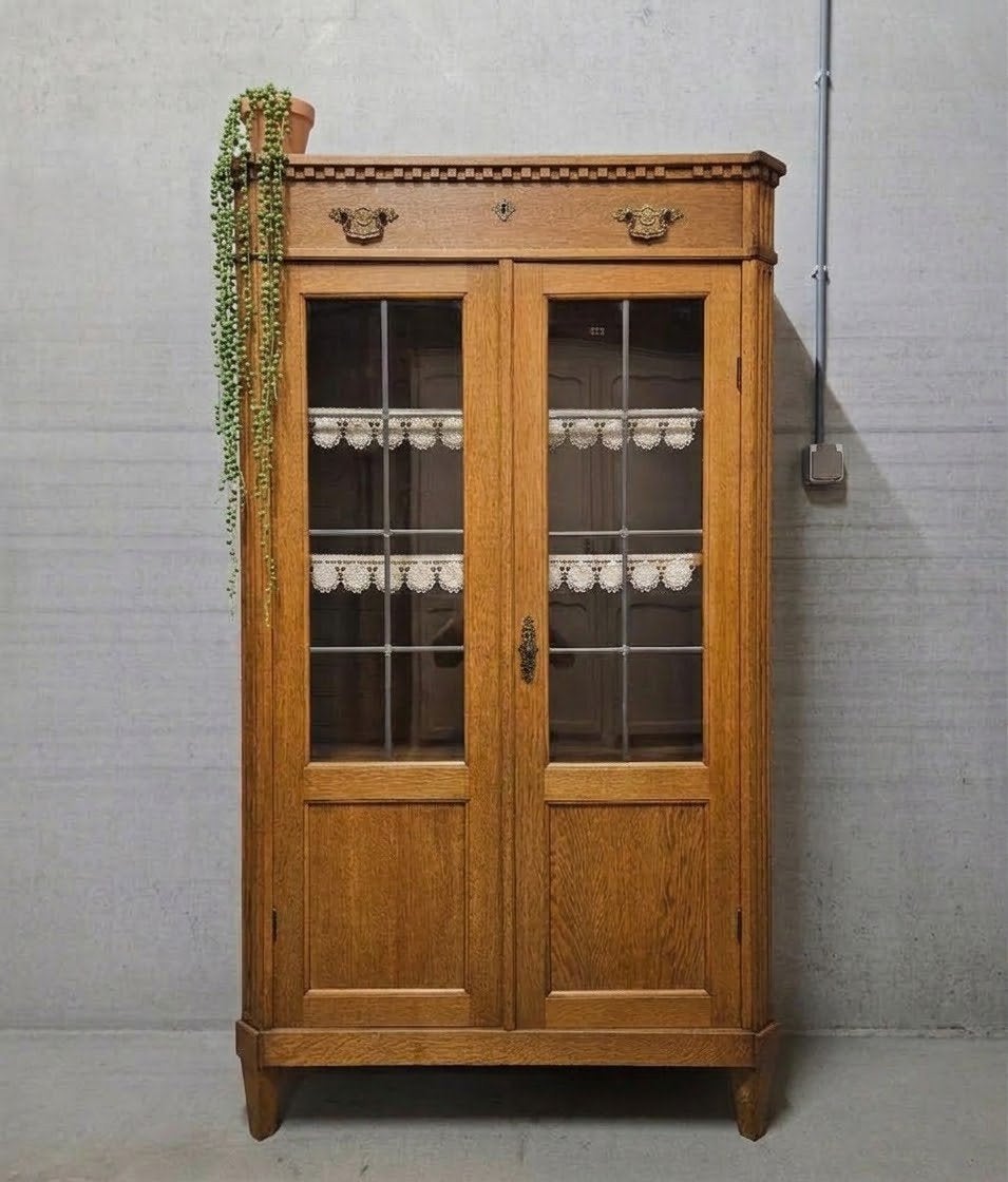 Antieke brocante Art Deco meidenkast vintage boekenkast kast, Ophalen of Verzenden