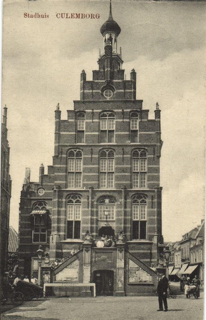 Stadhuis - Culemborg - 1918 gelopen, Verzamelen, Ansichtkaarten | Nederland, Ophalen of Verzenden, Voor 1920, Gelopen, Gelderland