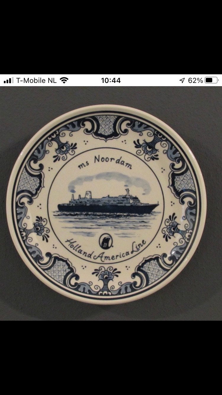 Te koop gevraagd: Delft Blauw bord MS Noordam 1984, Verzamelen, Ophalen of Verzenden, Zo goed als nieuw, Overige typen
