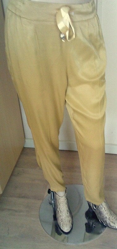 YAYA Mostert gele viscose wijde broek maat 40, Maat 38/40 (M), Verzenden, Geel, Yaya