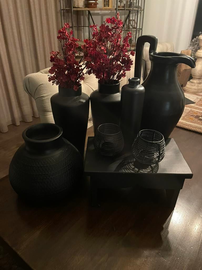 Diverse zwarte woonaccesoires, Ophalen, Zwart, Minder dan 50 cm, Glas