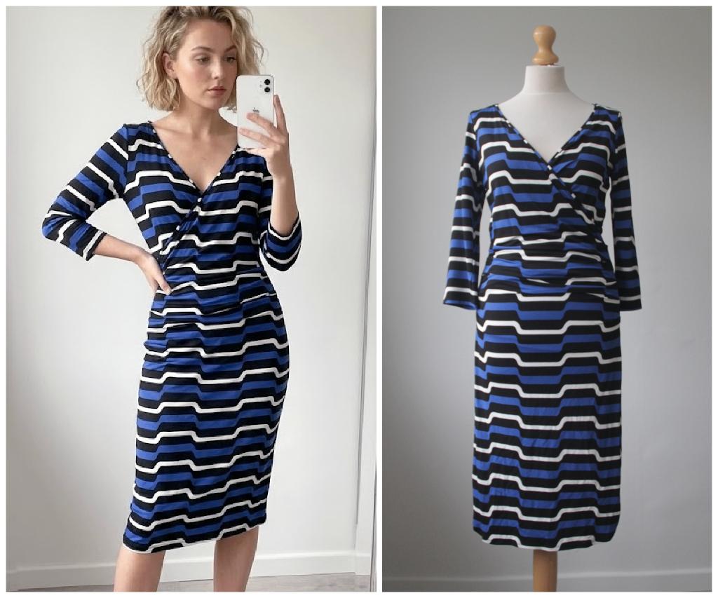 Claudia Strater - jurk / italiaanse kwaliteit blauw / maat S, Kleding | Dames, Jurken, Zo goed als nieuw, Maat 36 (S), Blauw, Knielengte