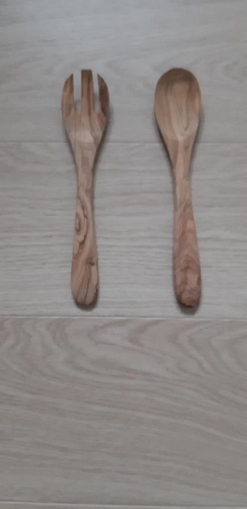 Olijfhouten slacouvert - 3 tand - 25 cm, Ophalen of Verzenden, Nieuw, Hout