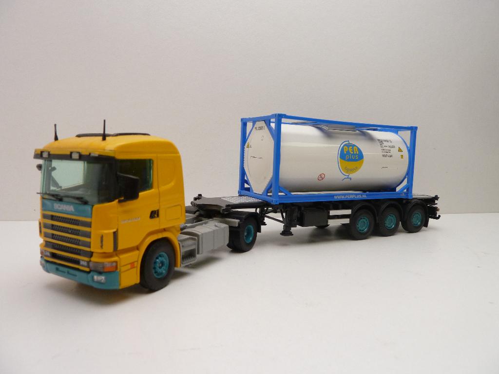 Scania 124  '' de Rijke Spijkenisse  ''  Tekno code 3, Ophalen of Verzenden, Zo goed als nieuw, Bus of Vrachtwagen, Tekno