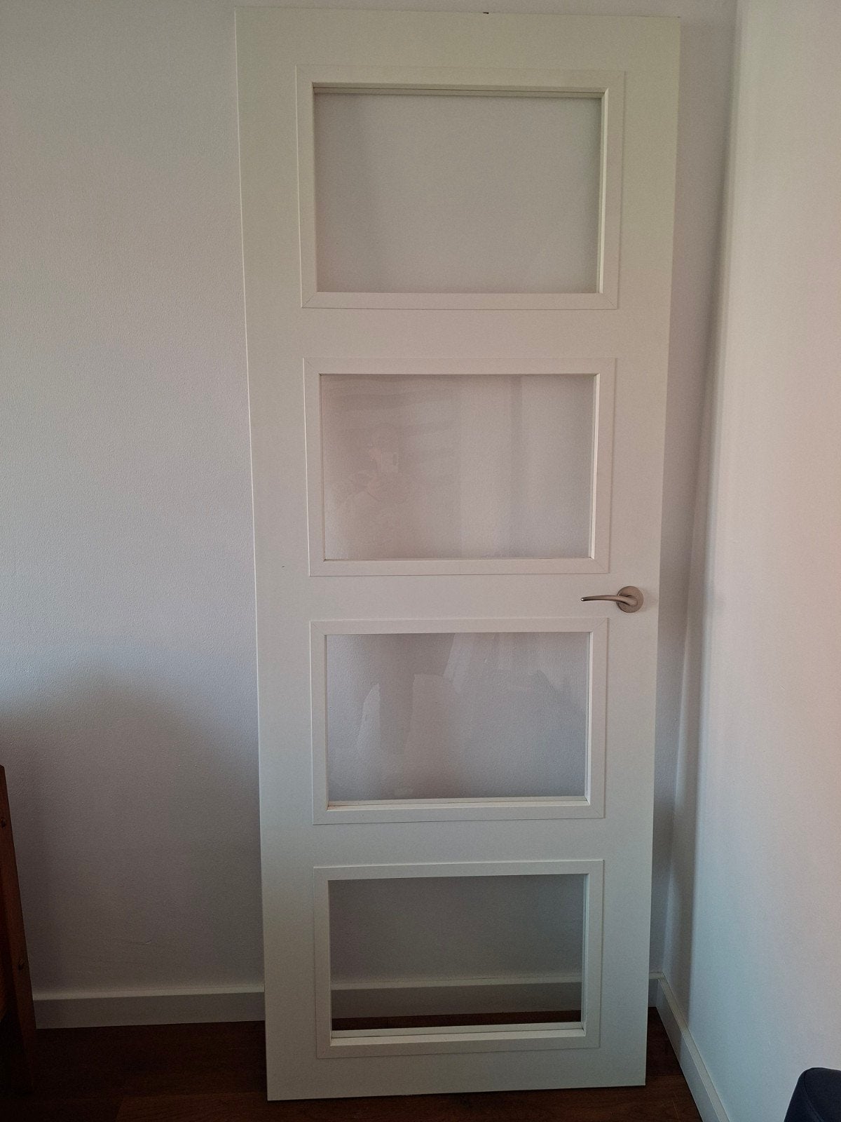 Witte opdek binnendeur met glaspanelen, 80 tot 100 cm, Binnendeur, Ophalen of Verzenden, Zo goed als nieuw