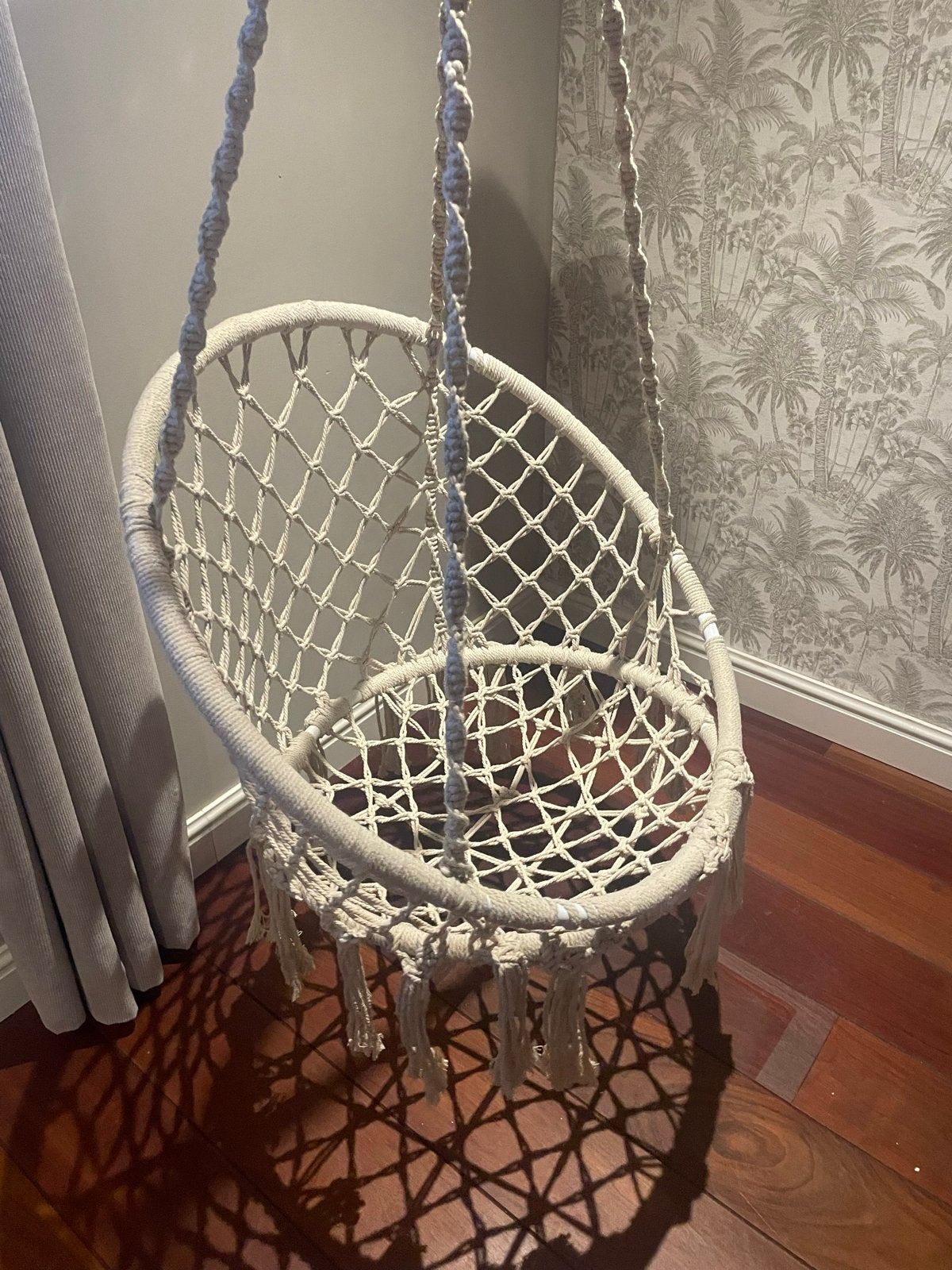 Macramé Hangstoel - Bohemian Stijl, Ophalen, Wit, Zo goed als nieuw, Eén