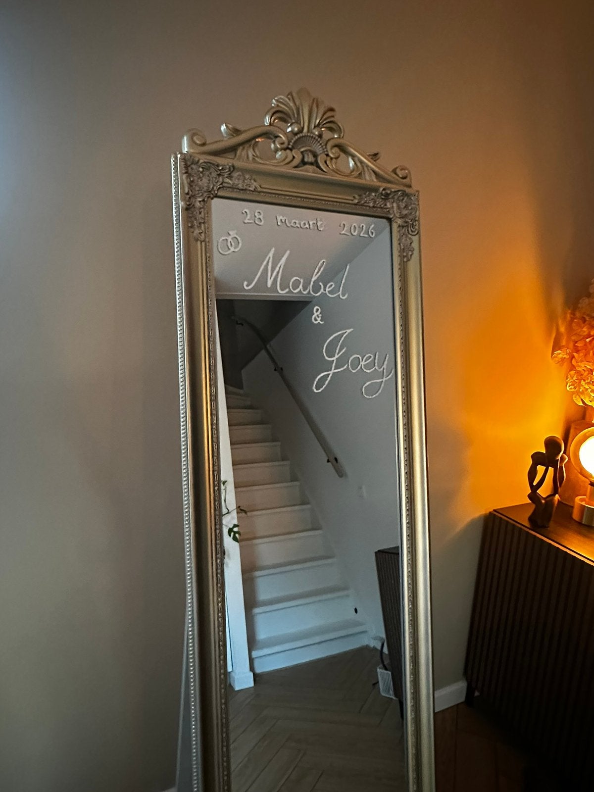 Grote klassieke barok staande spiegel - Bruiloft Decoratie, Huis en Inrichting, Ophalen, Zo goed als nieuw, Rechthoekig, 150 tot 200 cm