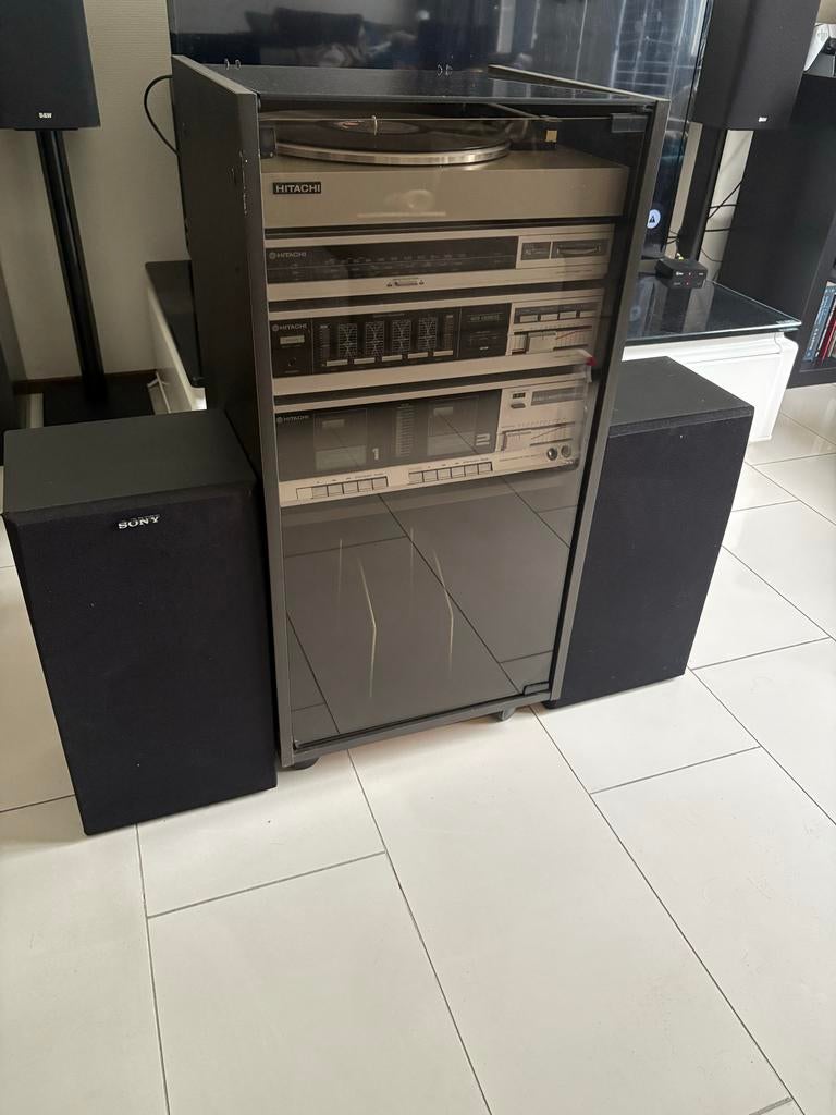Vintage Hitachi Hifi Set met Sony Speakers, Audio, Tv en Foto, Stereo-sets, Overige merken, Gebruikt, Cassettedeck, Losse componenten