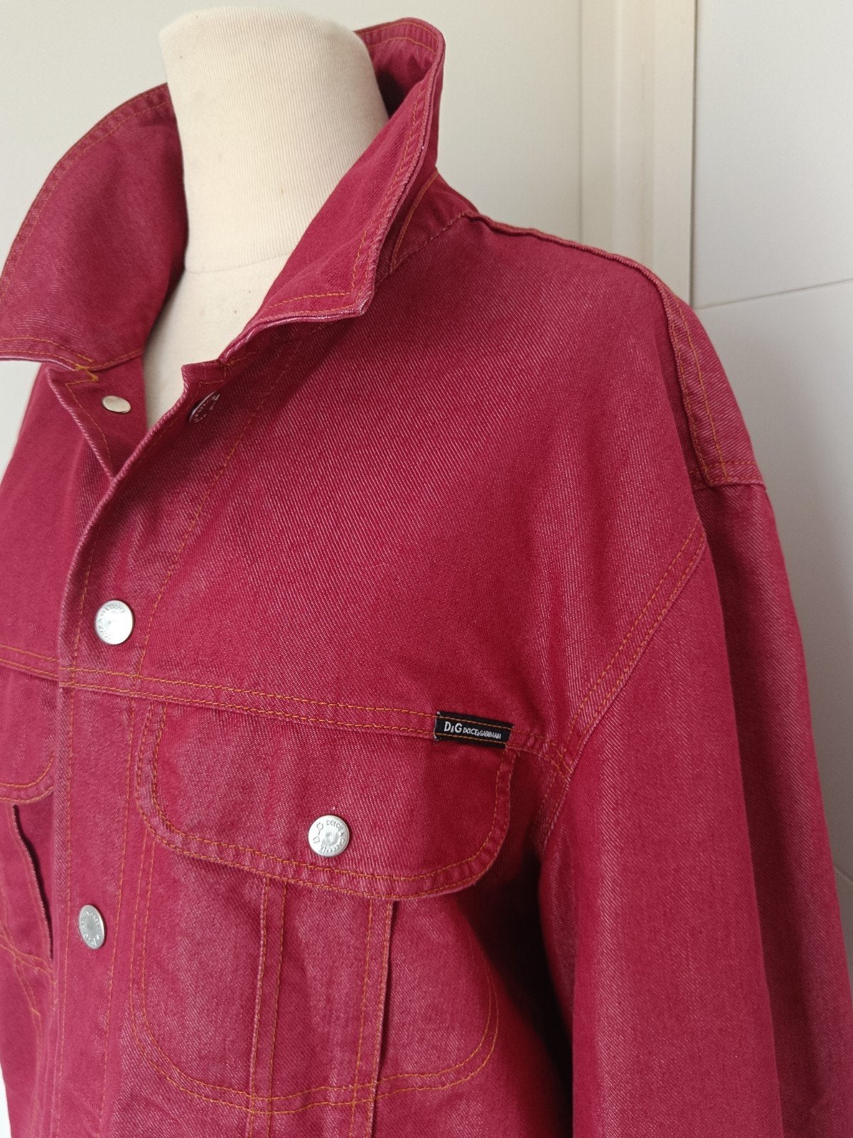 D&G Dolce & Gabbana Jeans spijkerjack rood XXL, Ophalen, Overige maten, Zo goed als nieuw, D&G Dolce & Gabbana