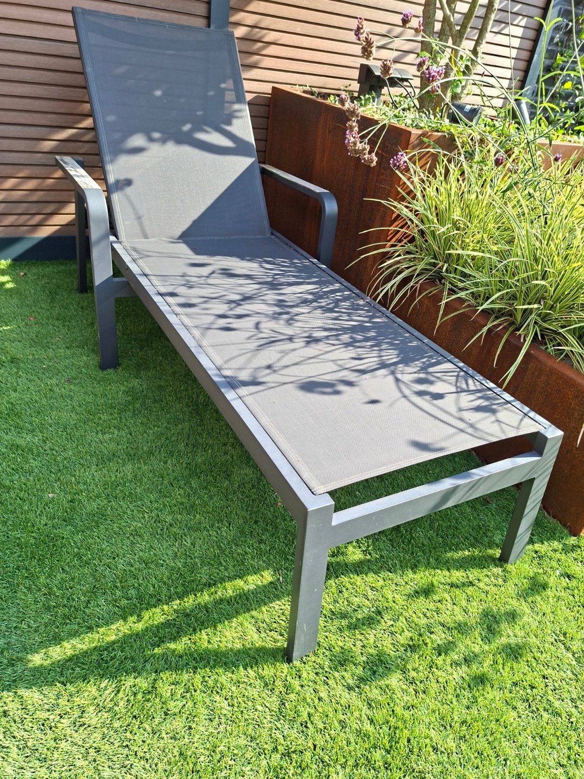 Ligbed Antraciet, Tuin en Terras, Ophalen, Gebruikt, Aluminium, Verstelbaar