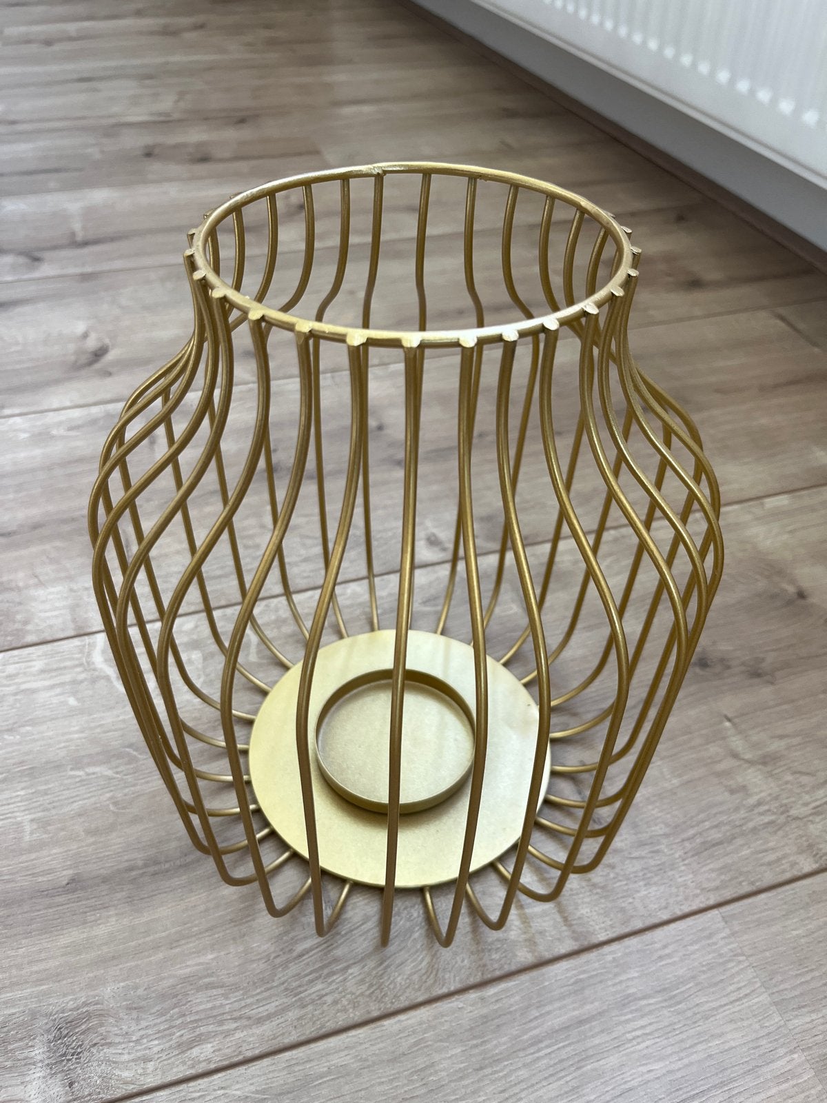 Intratuin Gouden metalen lantaarn/kandelaar - 28 cm hoog, Ophalen, Lantaarn, Zo goed als nieuw, Metaal