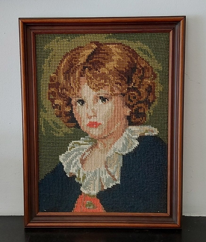 Vintage Retro borduurwerk jongetje ingelijst., Ophalen of Verzenden, Huis en Inrichting