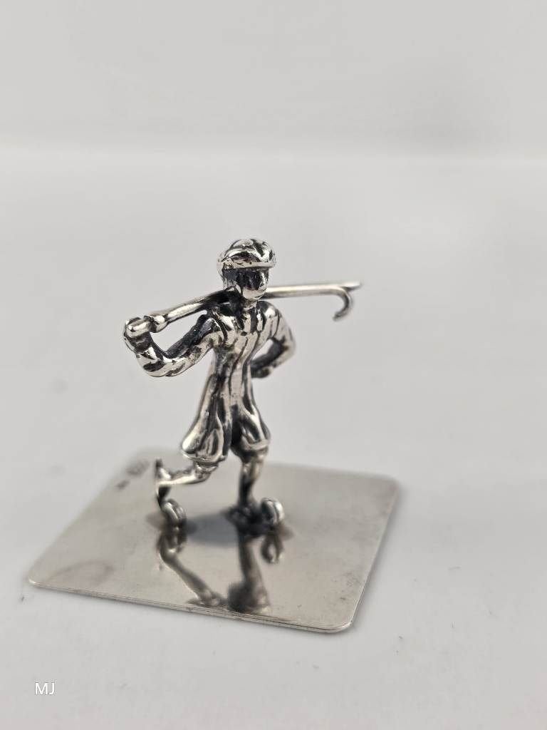 Zilveren miniatuur Schaatser                            Z244, Ophalen of Verzenden, Zilver