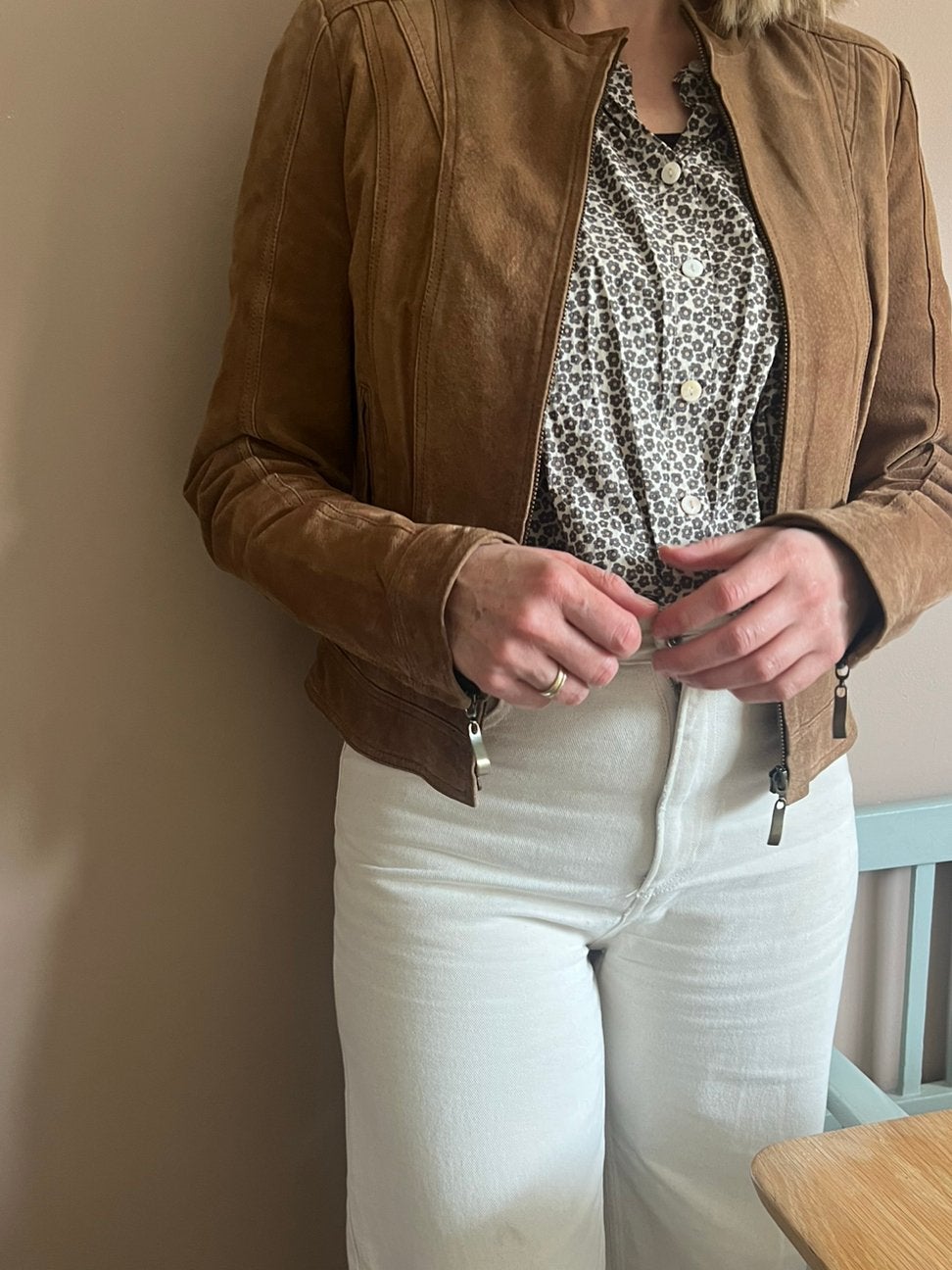 Suede jasje 36/38, Kleding | Dames, Bruin, Ophalen of Verzenden, Zo goed als nieuw, Maat 36 (S)