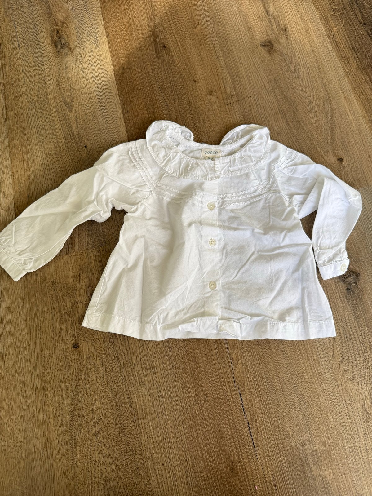 Witte blouse met kraagje - Cocco (12-18 maanden), Kinderen en Baby's, Ophalen of Verzenden, Nieuw, Meisje, Overhemdje of Bloesje