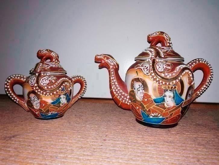 Satsuma Set Theepot Suikerpot Japanse Draak Vintage jaren30, Ophalen of Verzenden, Nieuw, Overige stijlen, Overige typen