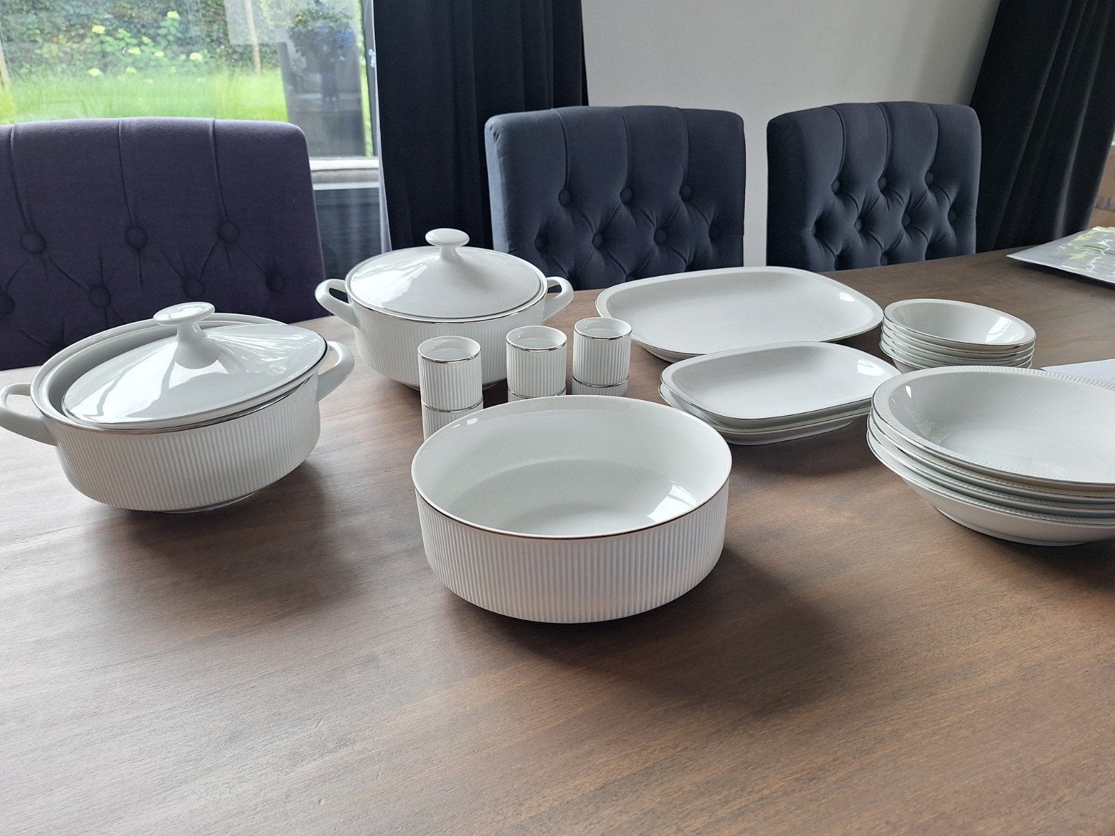Arzberg servies - Wit met zilveren rand - Compleet, Ophalen of Verzenden