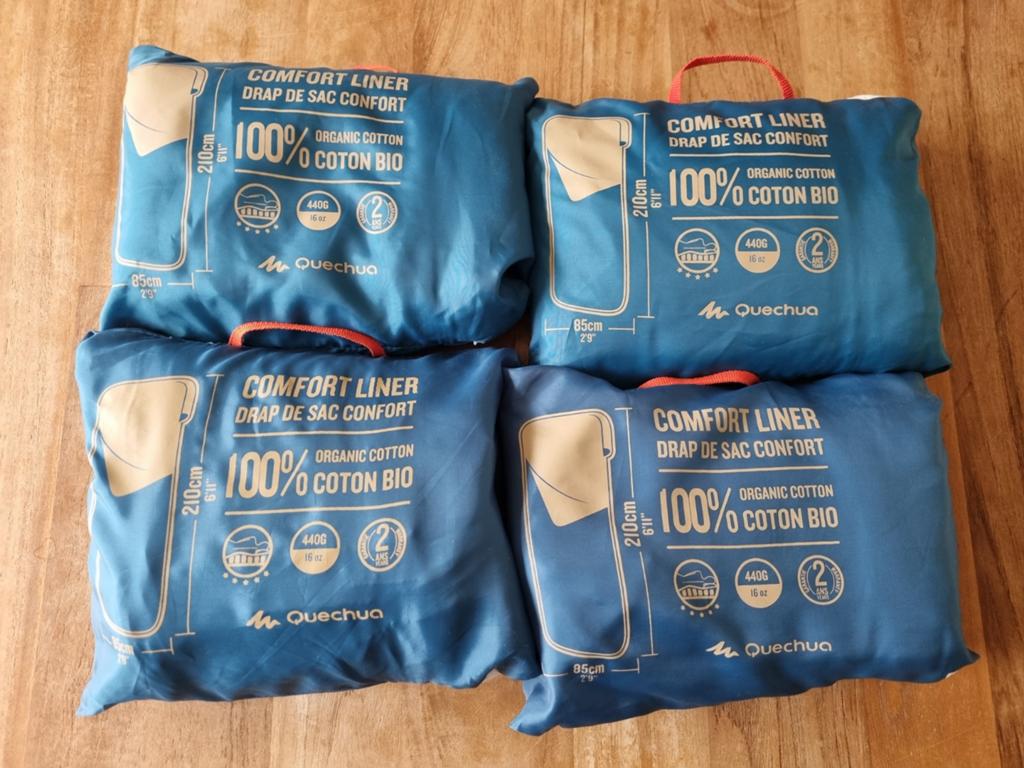 4x Quechua Comfort Liner Slaapzak Binnenhoes Katoen Bio, Ophalen of Verzenden, Gebruikt