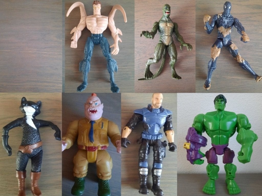 7 verschillende actiefiguren o.a. Hulk en spiderman, Ophalen of Verzenden, Gebruikt