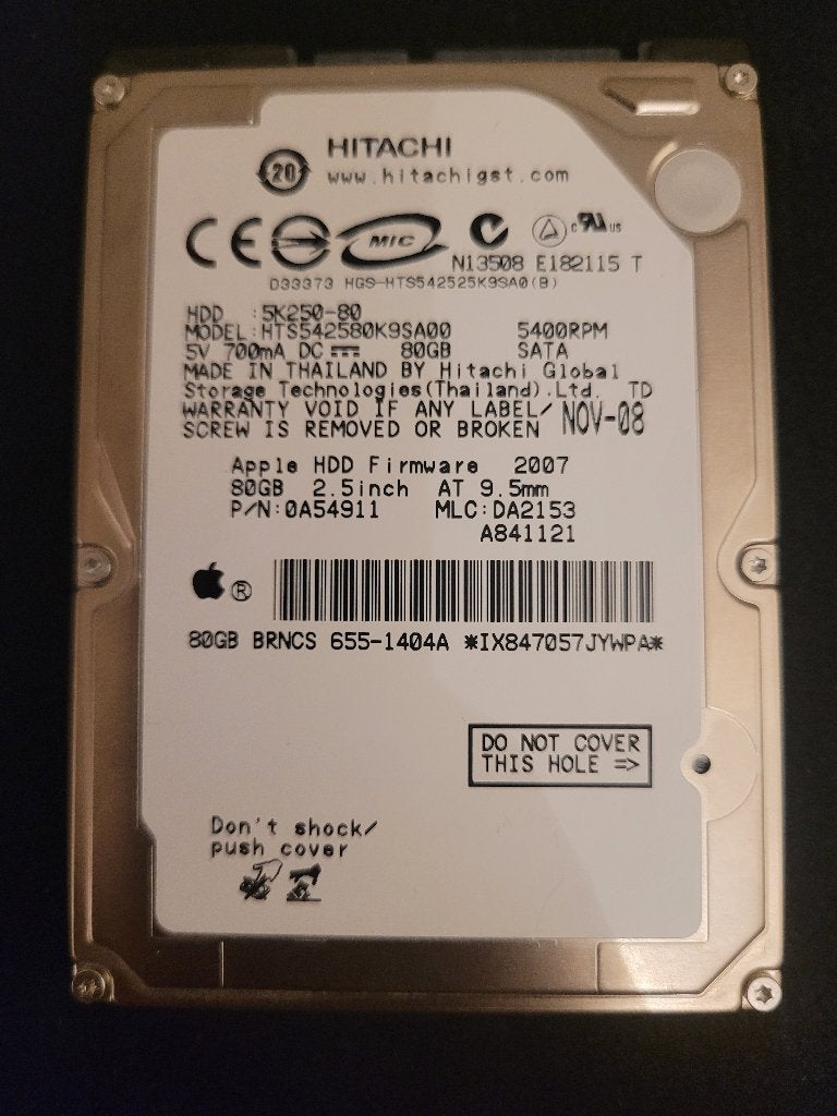 Hitachi 80GB HDD - SATA - Perfect voor Laptop!, Computers en Software, Harde schijven, Intern, Gebruikt, Ophalen of Verzenden