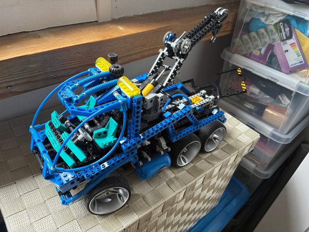 Lego technic pneumatic kraanwagen #8462 (1998), Ophalen, Inclusief instructies, Gebruikt, Lego