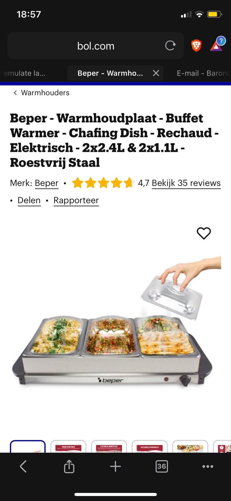 Beper Warmhoudplaat - Buffet Warmer - Chafing Dish, Ophalen of Verzenden, Nieuw