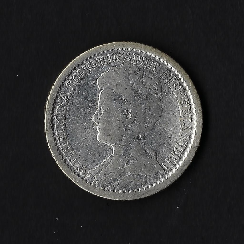 25 cent (kwartje) 1916 Wilhelmina, Postzegels en Munten, Munten | Nederland, Zilver, 25 cent, Ophalen of Verzenden, Koningin Wilhelmina