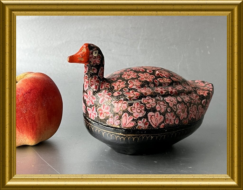Oud papier mache doosje: vogel, Ophalen of Verzenden