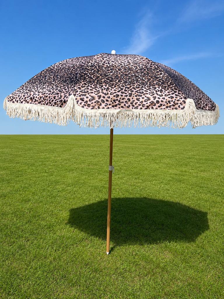 Panter ibiza parasol met franjes, Kantelbaar, Nieuw, Ophalen of Verzenden, 1 tot 2 meter