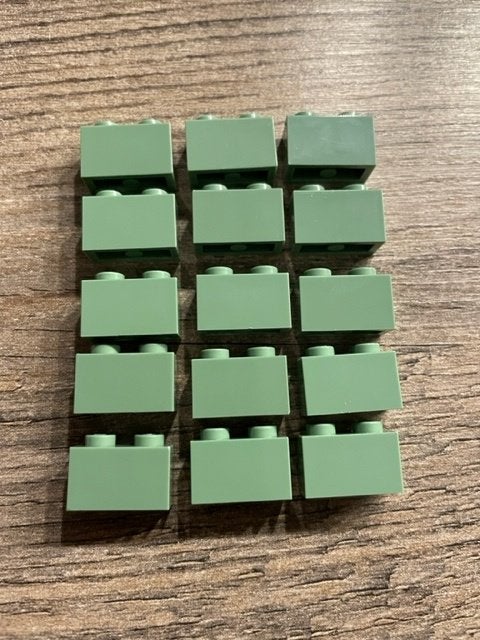 15x lego basis blokjes 1x2  zand groen (1), Ophalen of Verzenden, Nieuw, Losse stenen, Lego