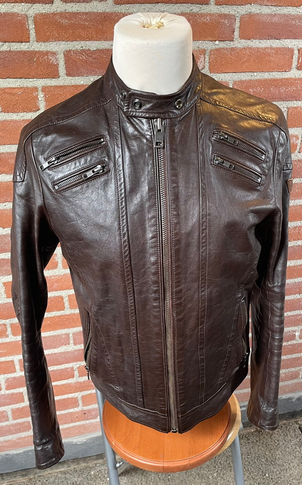 Vintage Diesel Bikerjack Buffelleer Maat L, Ophalen of Verzenden, Gedragen, Maat 52/54 (L), Bruin