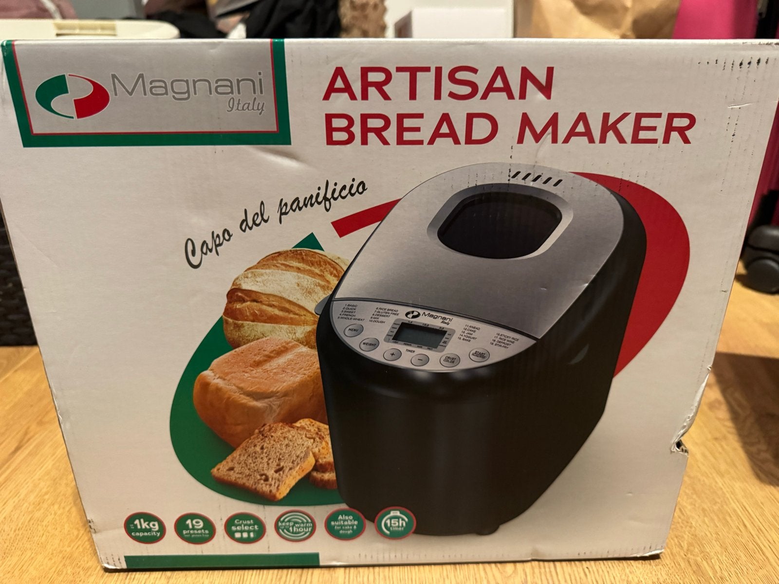 Magnani Italy Artisan Broodbakmachine - Nieuw in doos, Witgoed en Apparatuur, Broodbakmachines, Met timer, Meer dan 10 programma's