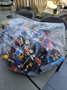 Grote zak vintage Playmobil met Fort Brave en accessoires, Ophalen of Verzenden