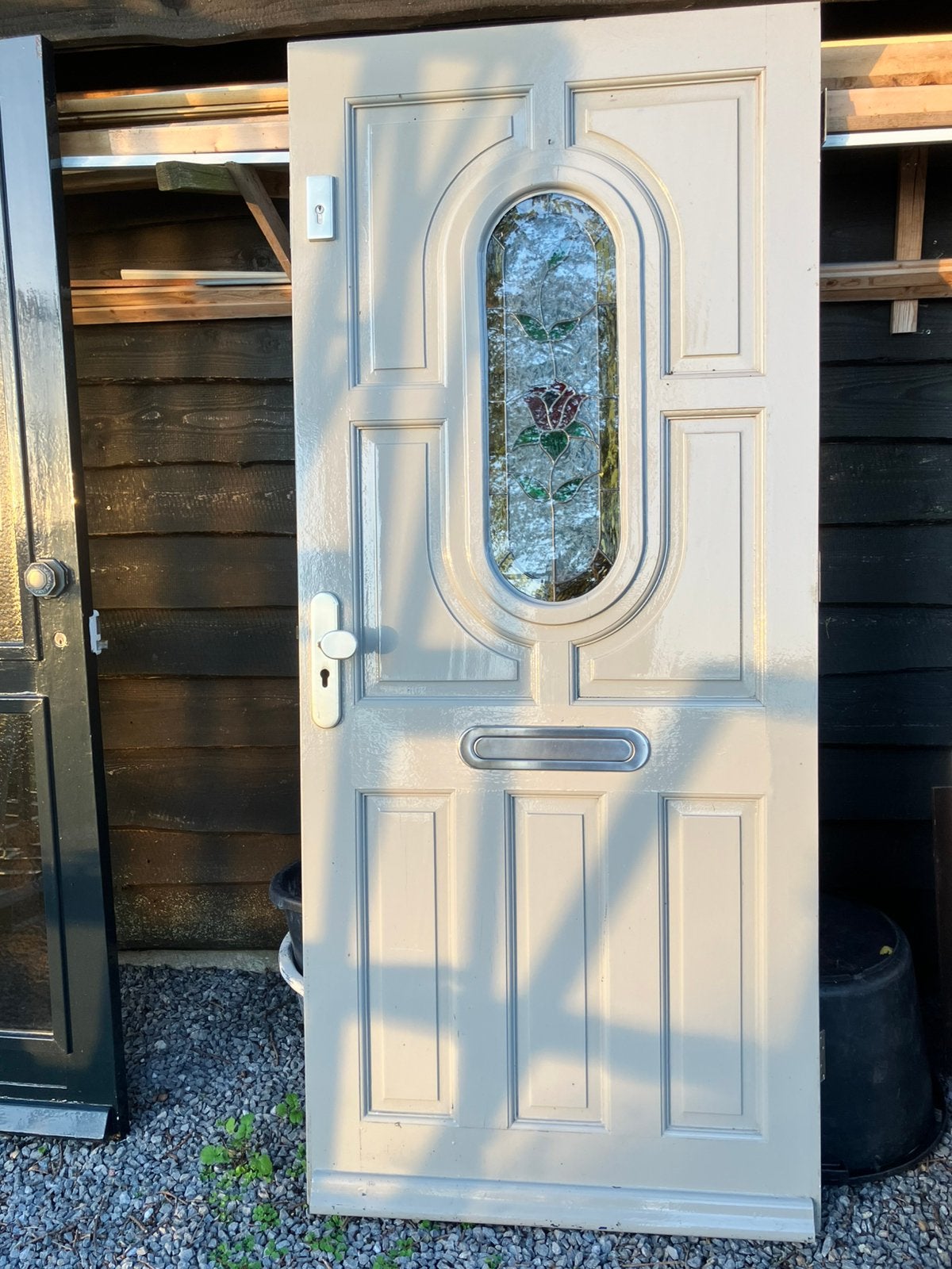Voordeur met glas in lood, Doe-het-zelf en Verbouw, Deuren en Horren, Ophalen, Gebruikt, 80 tot 100 cm, 200 tot 215 cm