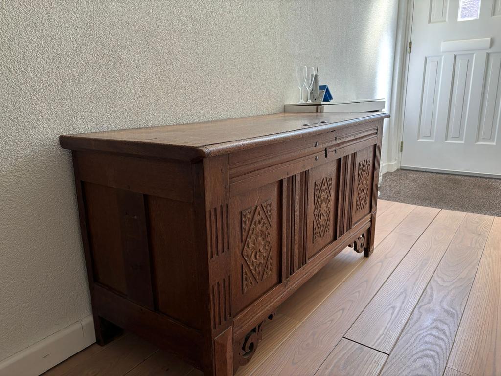 Antieke eiken dekenkist - 120x50x65 cm, Ophalen of Verzenden