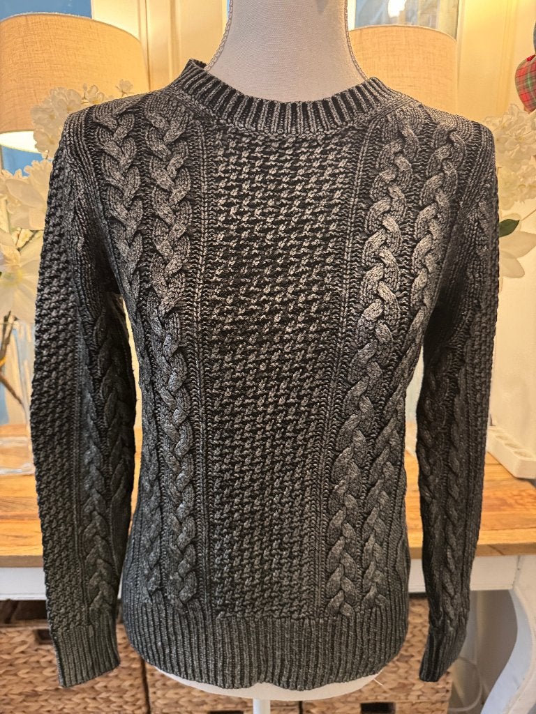 Chique, coated Zilver-Zwarte kabel-trui Michael Kors, S/36,, Kleding | Dames, Truien en Vesten, Verzenden, Zo goed als nieuw, Maat 36 (S)