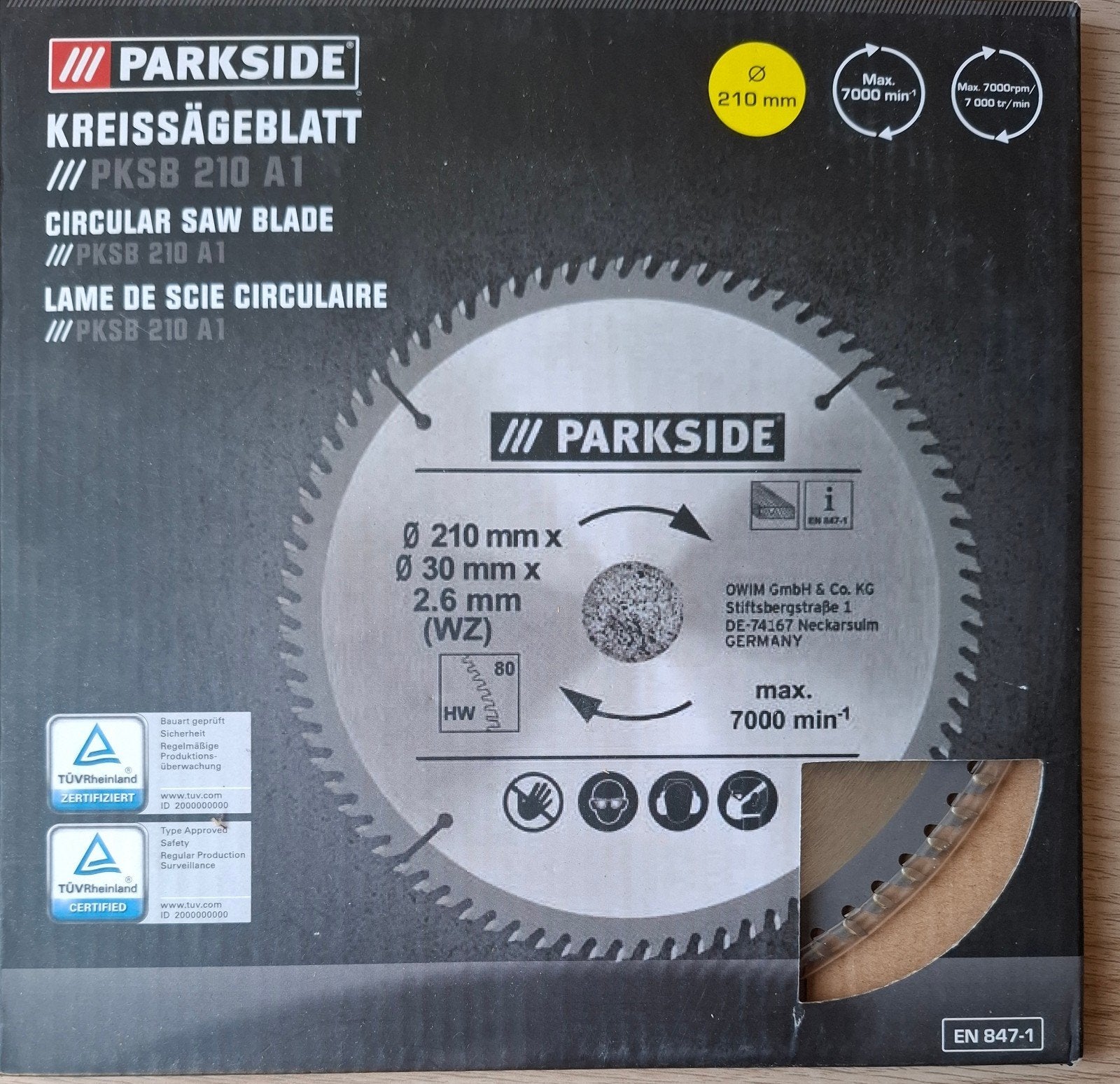 Parkside Cirkelzaagblad PKSB 210 A1 - 210mm, Ophalen of Verzenden, Nieuw, Cirkelzaag, Parkside