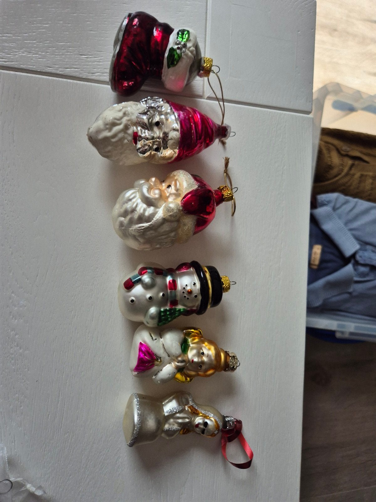 6 vintage glazen kerstornamenten, Ophalen of Verzenden, Gebruikt