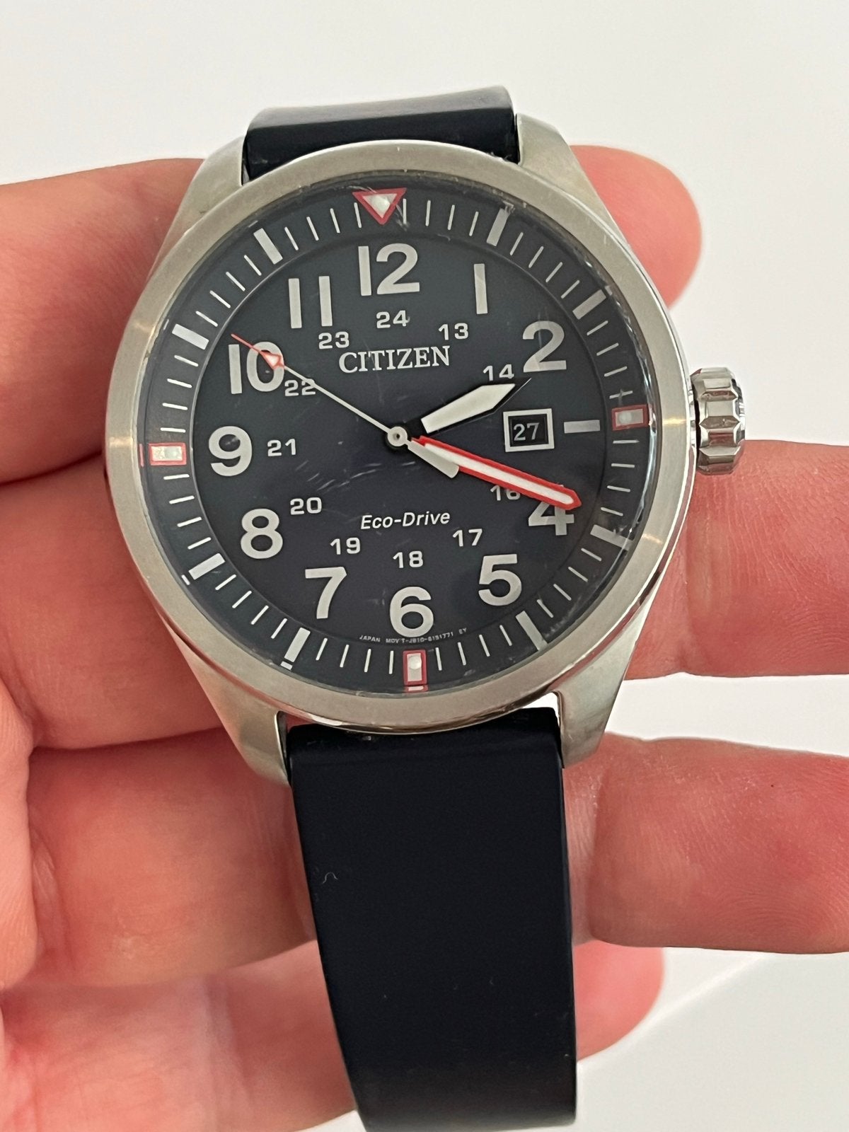 Citizen Eco-Drive Polshorloge - Zwart/Zilver, Sieraden, Tassen en Uiterlijk, Horloges | Heren, Gebruikt, Staal, Kunststof, Ophalen of Verzenden